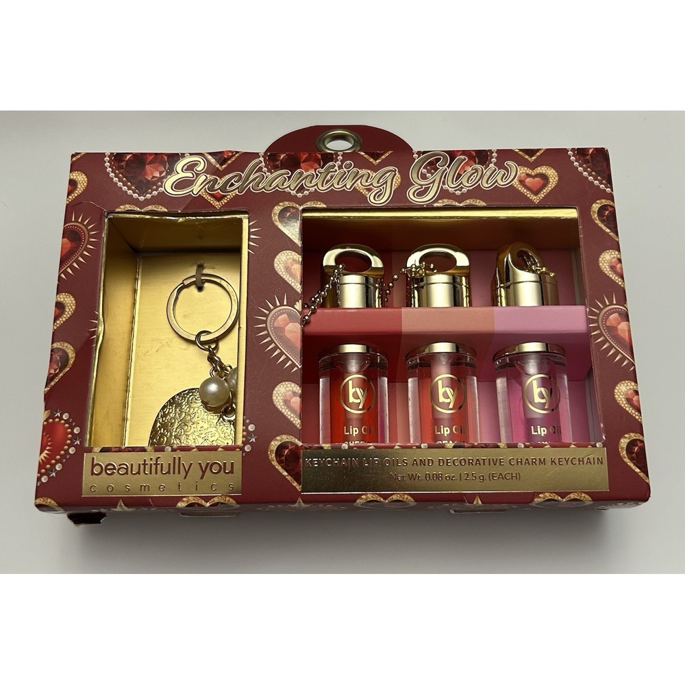 Beautifully You Cosmetics Keychain Lip Oils and Decorative Charm Keychain NWT